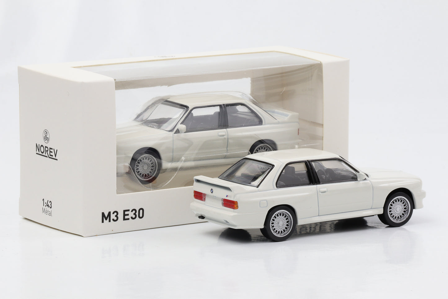 1:43 BMW M3 E30 1986 blanc Norev Jet Car moulé sous pression