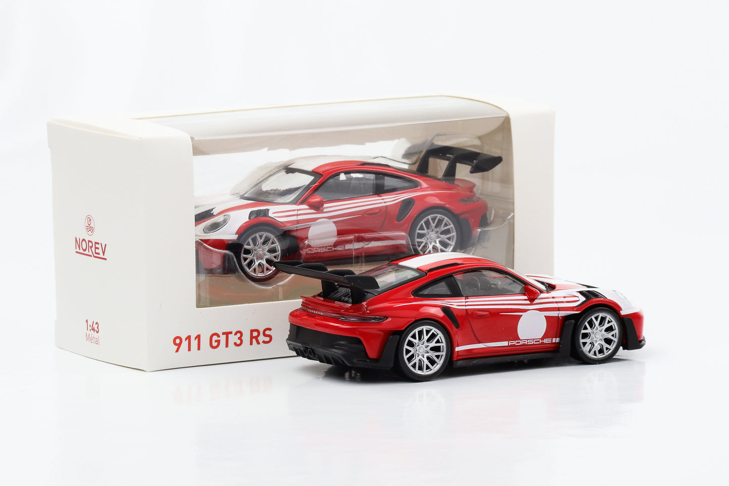 1:43 Porsche 911 992 GT3 RS 2022 rosso bianco Jet Car Norev