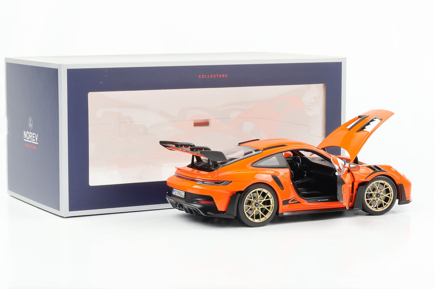 1:18 Porsche 911 992 II GT3 RS 2022 Llantas doradas Gulf Orange Norev 187360