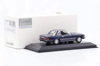 1:43 Mercedes-Benz 350 SL R107 Hardtop 1974 azul Minichamps limitado