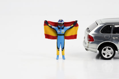 1:43 Figura F1 Fernando Alonso com bandeira espanhola Fórmula 1 Cartrix CT068 41mm