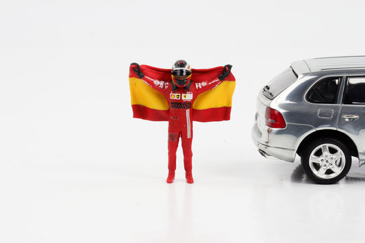 Figurine F1 1:43 Carlos Sainz Jr. avec drapeau espagnol Formule 1 Cartrix CT071 41mm