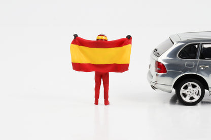 1:43 Figura de F1 Carlos Sainz Jr. com bandeira espanhola Fórmula 1 Cartrix CT071 41mm