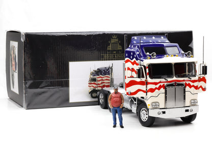 1:18 Kenworth K 100 Aerodyne COE Sattelzugmaschine "Stars & Stripes" 1976 + Figur