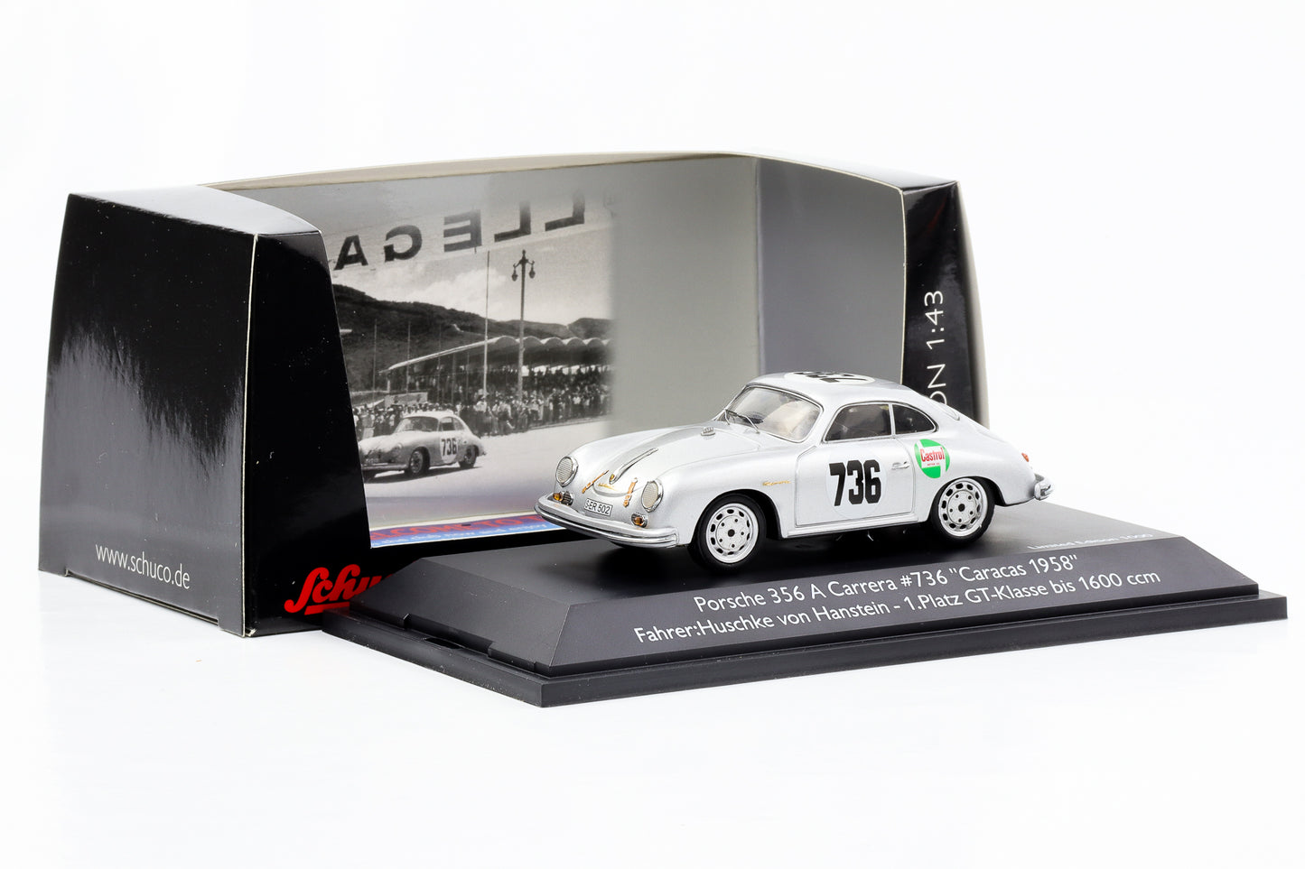 1:43 保时捷 356 A Carrera GT #736 加拉加斯 1958 第一名 GT 级 Schuco 压铸