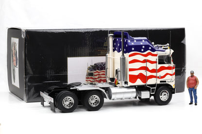 1:18 Kenworth K 100 Aerodyne COE Sattelzugmaschine "Stars & Stripes" 1976 + Figur