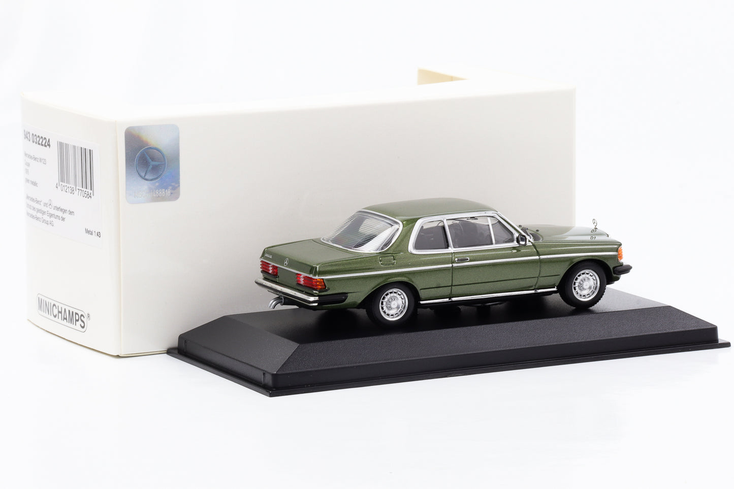 1:43 Mercedes-Benz 230 CE W123 Coupe 1975 - 1985 metálico verde escuro Minichamps