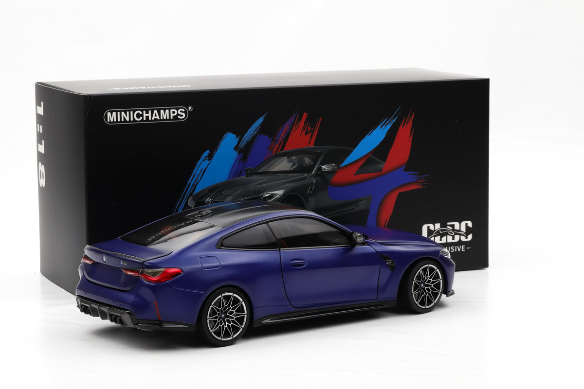 1:18 Minichamps BMW M4 G82 Coupe 2020 Frozen Portimao blue metallic opening