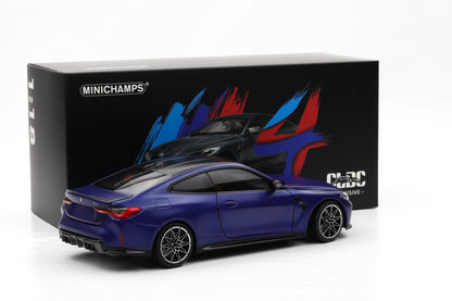 1:18 Minichamps BMW M4 G82 Coupe 2020 Frozen Portimao blue metallic opening