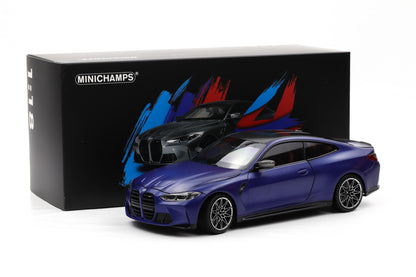1:18 Minichamps BMW M4 G82 Coupe 2020 Frozen Portimao blue metallic opening