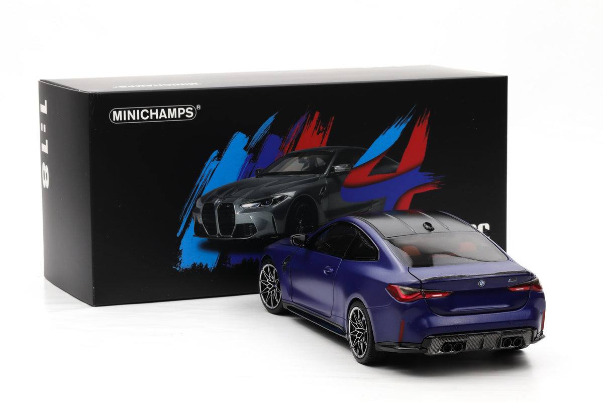 1:18 Minichamps BMW M4 G82 Coupe 2020 Frozen Portimao blue metallic opening