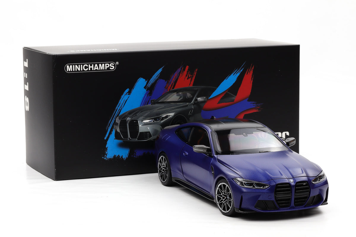 1:18 Minichamps BMW M4 G82 Coupe 2020 Frozen Portimao blue metallic opening