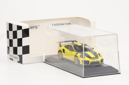 1:43 Minichamps Porsche 911 991.2 GT2RS Weissach-Package 2018 gelb / goldene Felgen