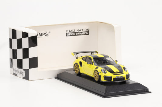 1:43 Minichamps Porsche 911 991.2 GT2RS Weissach-Package 2018 gelb / goldene Felgen