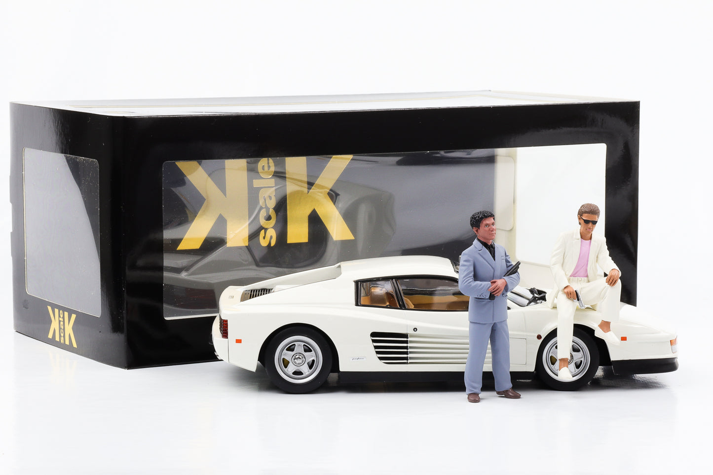 1:18 Ferrari Testarossa US 1984 com figura Sonny Tubbs Miami Vice Movie KK-Scale