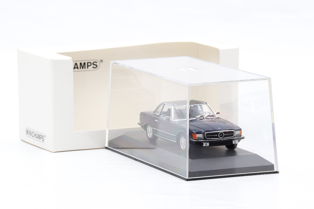 1:43 Mercedes-Benz 350 SL R107 Hardtop 1974 blau Minichamps limited