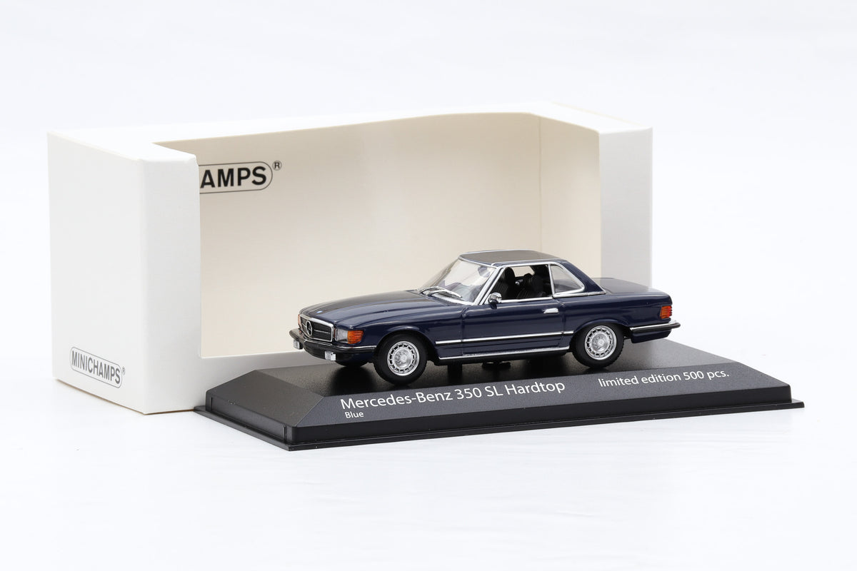 1:43 Mercedes-Benz 350 SL R107 Hardtop 1974 blau Minichamps limited