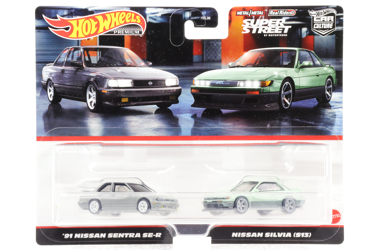 1:64 Juego de 2 1991 Nissan Sentra SE-R + Nissan Silvia (S13) Hot Wheels Premium