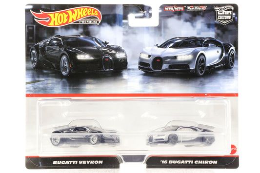 1:64 2er Set Bugatti Veyron + 2016 Bugatti Chiron Hot Wheels Premium