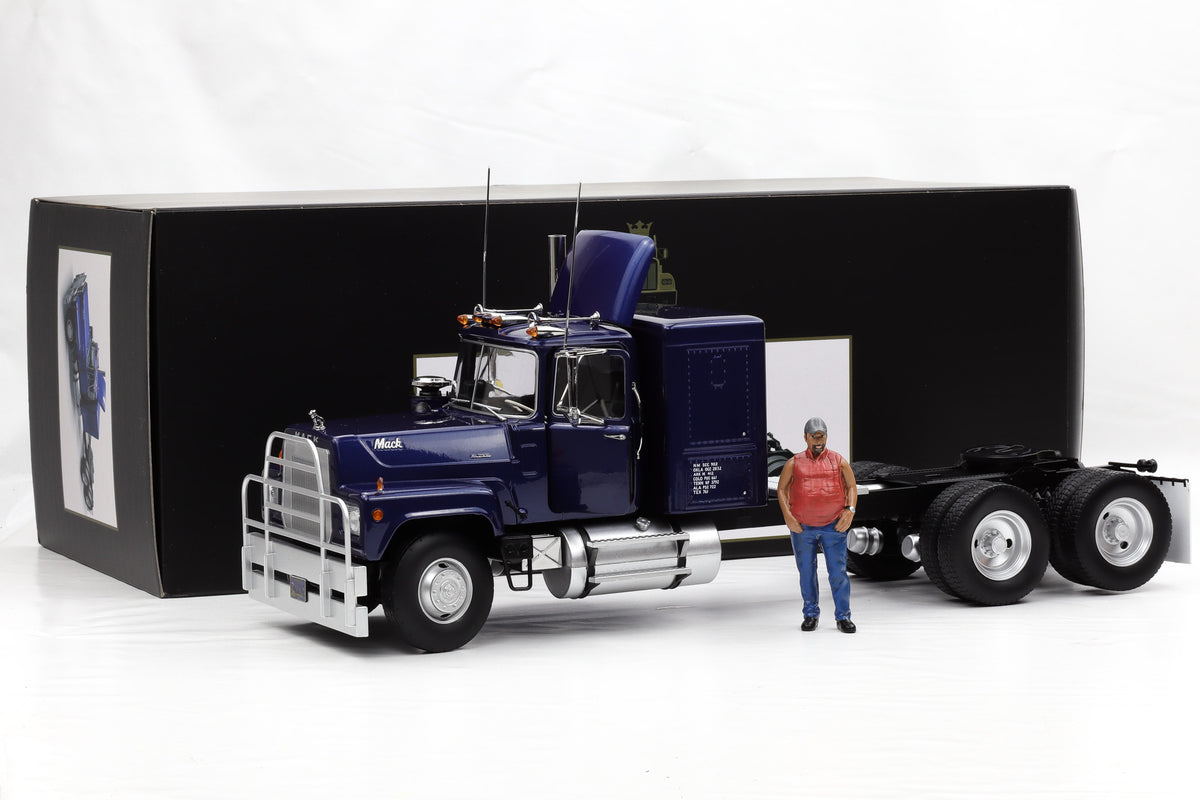 1:18 Mack RL 700L 1974 truck LKW blau metallic Road Kings + Figur
