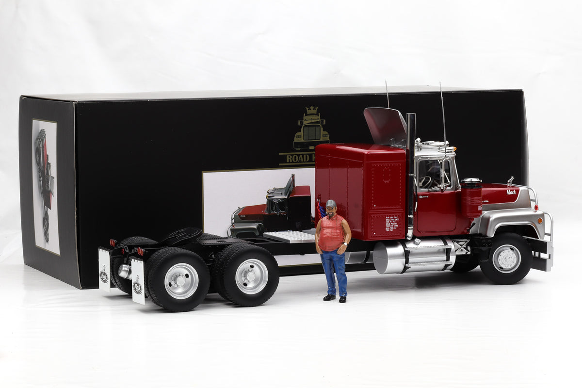 1:18 Mack RL 700L 1974 truck rot metallic / silber Road Kings + Figur