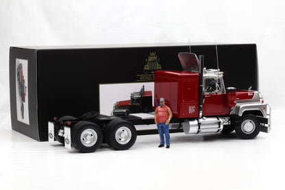 1:18 Mack RL 700L 1974 truck rot metallic / silber Road Kings + Figur