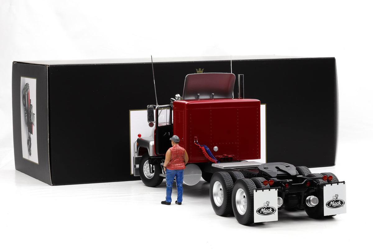 1:18 Mack RL 700L 1974 truck rot metallic / silber Road Kings + Figur