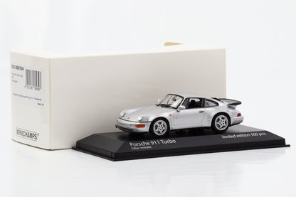 1:43 Porsche 911 964 Turbo 1990 plata metalizado Minichamps