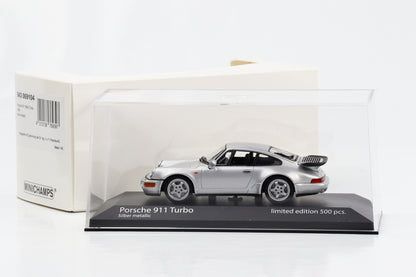 1:43 Porsche 911 964 Turbo 1990 prata metálico Minichamps