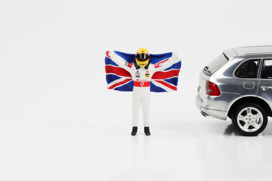 1:43 F1 figura L. Hamilton com bandeira Union Jack 2007 Fórmula 1 Cartrix CT069 41mm