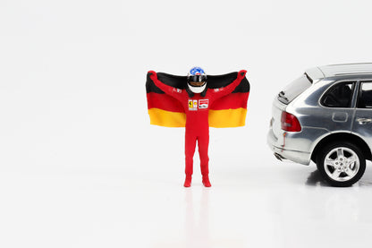 1:43 F1 Figur M. Schumacher mit Deutschlandflagge 1996 Formel 1 Cartrix CT070 41mm