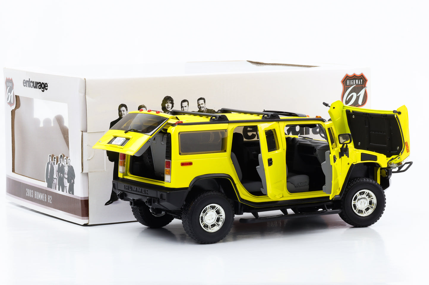 1:18 Hummer H2 2003 gelb TV-Serie Entourage 2004 - 2011 Greenlight full opening