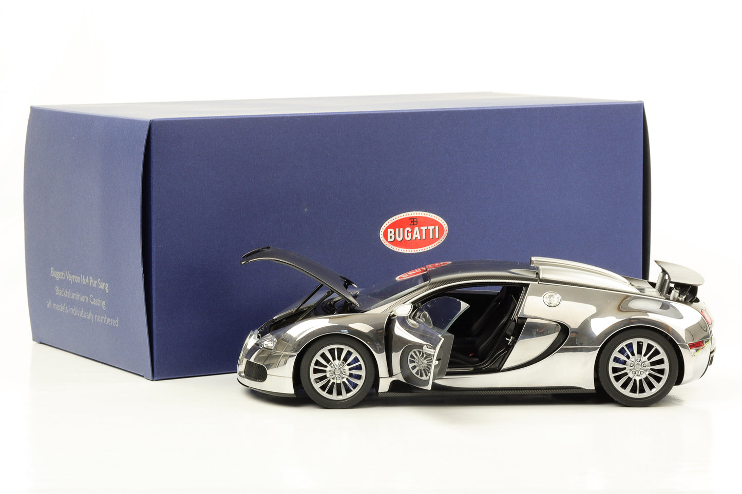 1:18 Bugatti Veyron 16.4 PUR SANG black aluminum casting AUTOart opening possible