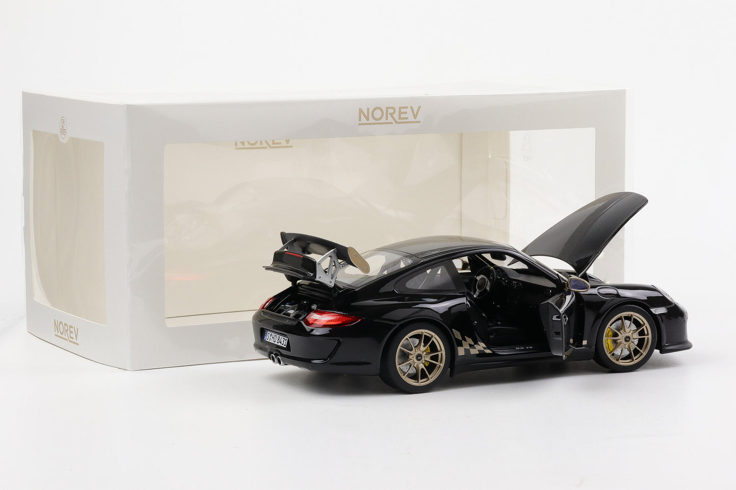 1:18 Norev Porsche 911 997.2 GT3 RS 2009 schwarz goldene Schrift 187563