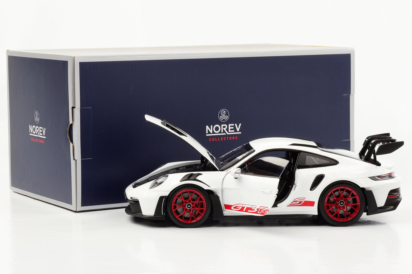 1/18 Porsche 911 992 II GT3 RS 2022 blanche rouge Norev ouverture complète