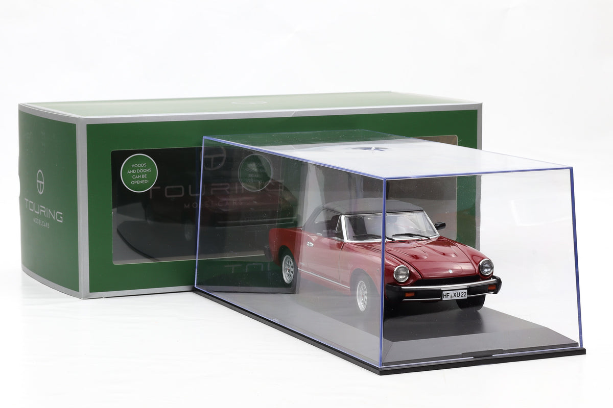 1:18 Fiat 124 Pininfarina Spidereuropa 1982 rot + Vitrine Touring Modelcars