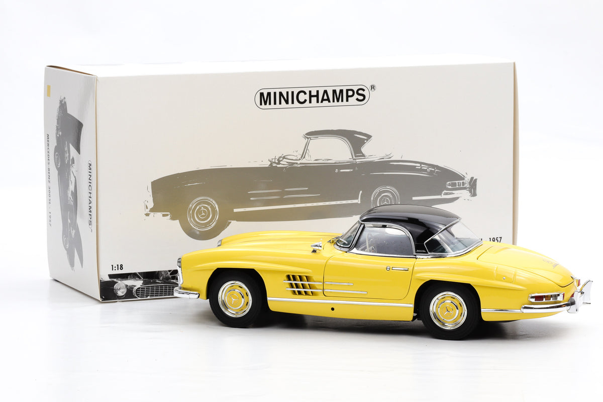 1:18 Mercedes-Benz 300 SL Roadster W198 II 1957 gelb + Hardtop Minichamps