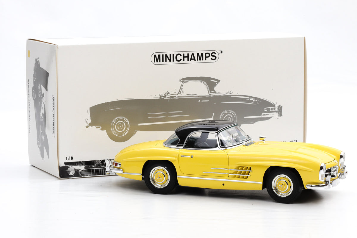 1:18 Mercedes-Benz 300 SL Roadster W198 II 1957 gelb + Hardtop Minichamps