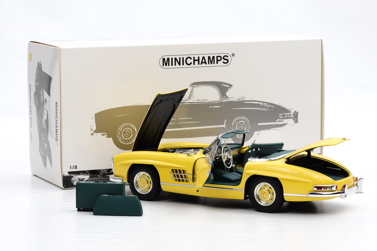 1:18 Mercedes-Benz 300 SL Roadster W198 II 1957 gelb + Hardtop Minichamps