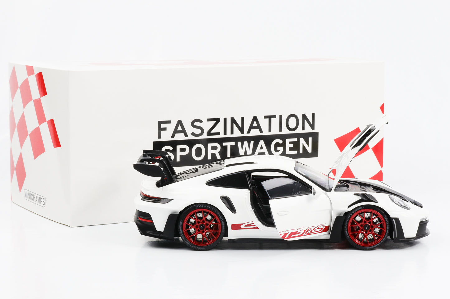 1:18 Porsche 911 992 GT3 RS 2022 White rims and red Minichamps decor