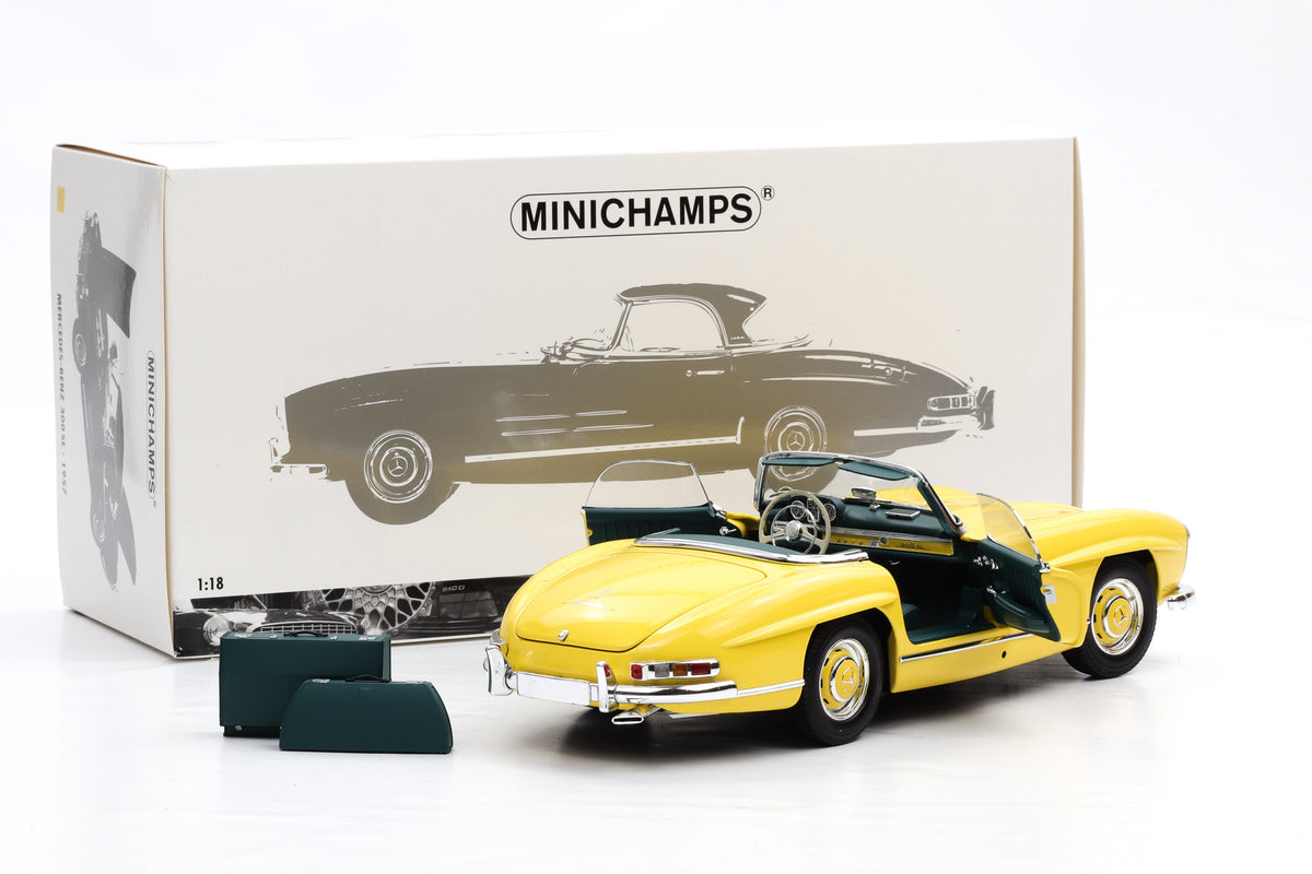 1:18 Mercedes-Benz 300 SL Roadster W198 II 1957 gelb + Hardtop Minichamps