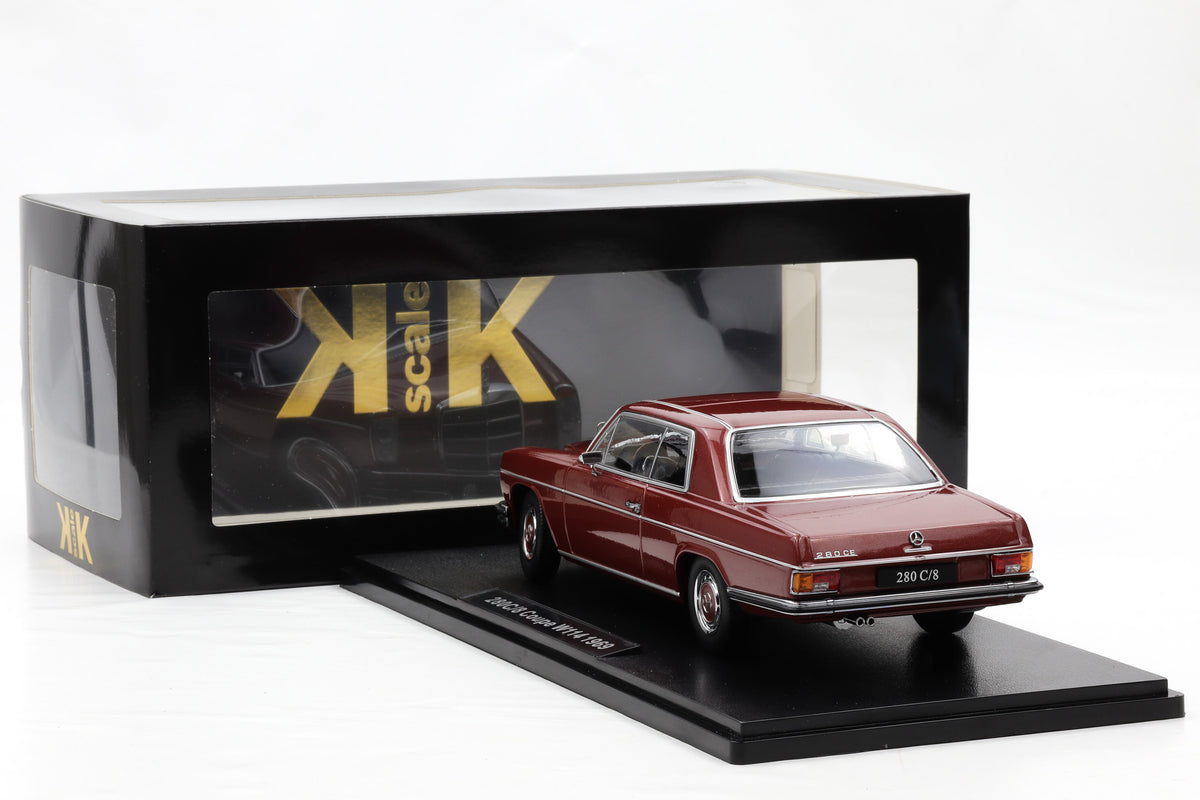 1:18 Mercedes-Benz 250 C/8 Coupe W114 1969 metallic rot KK-Scale + Vitrine