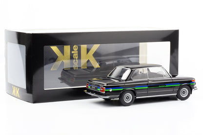 1:18 BMW Alpina 2002 1974 negro con rayas decorativas escala KK diecast
