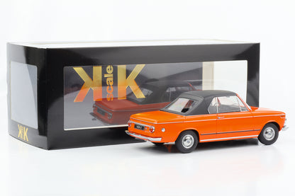 1:18 BMW 1600-2 Cabriolet 1968 techo desmontable naranja escala KK fundido a presión