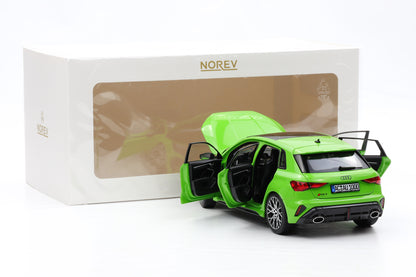 1:18 Norev Audi RS 3 Sportback 2025 Typ 8Ya Kyalamigrün full opening