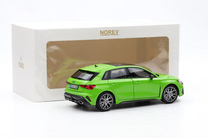 1:18 Norev Audi RS 3 Sportback 2025 Typ 8Ya Kyalamigrün full opening