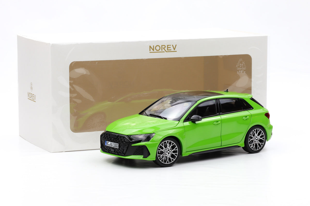 1:18 Norev Audi RS 3 Sportback 2025 Typ 8Ya Kyalamigrün full opening