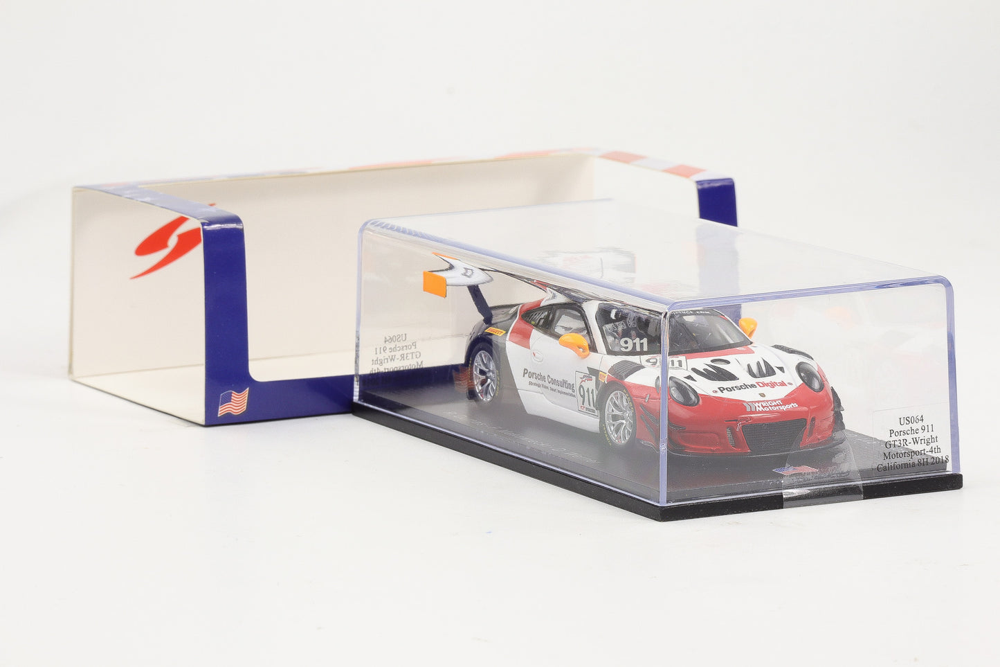 1:43 Spark Porsche 911 GT3R #911 Wright Motorsport California 8H 2018 US084