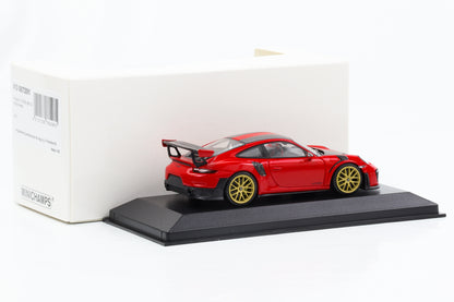 1:43 بورش 911 GT2 RS 991.2 2018 عجلات هندية حمراء ذهبية Minichamps