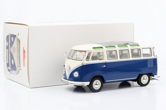 1:18 Volkswagen VW Type 2 T1 b Samba bus avec fenêtre 1951 bleu Schuco